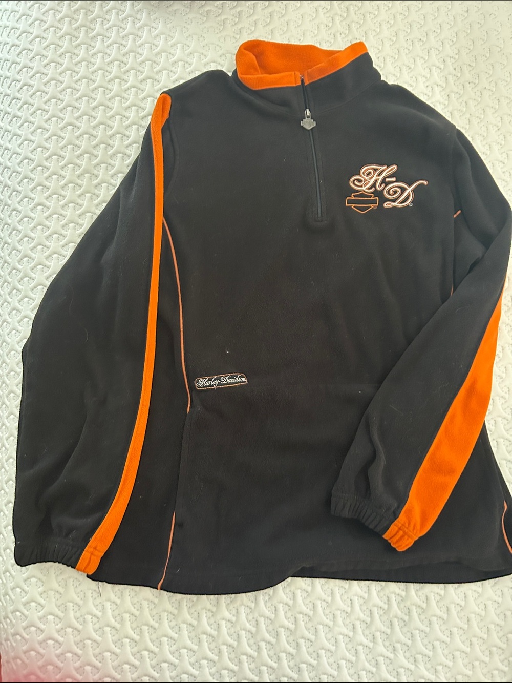 Harley-Davidson Black Pullover with Orange and White Embroidered HD Logo